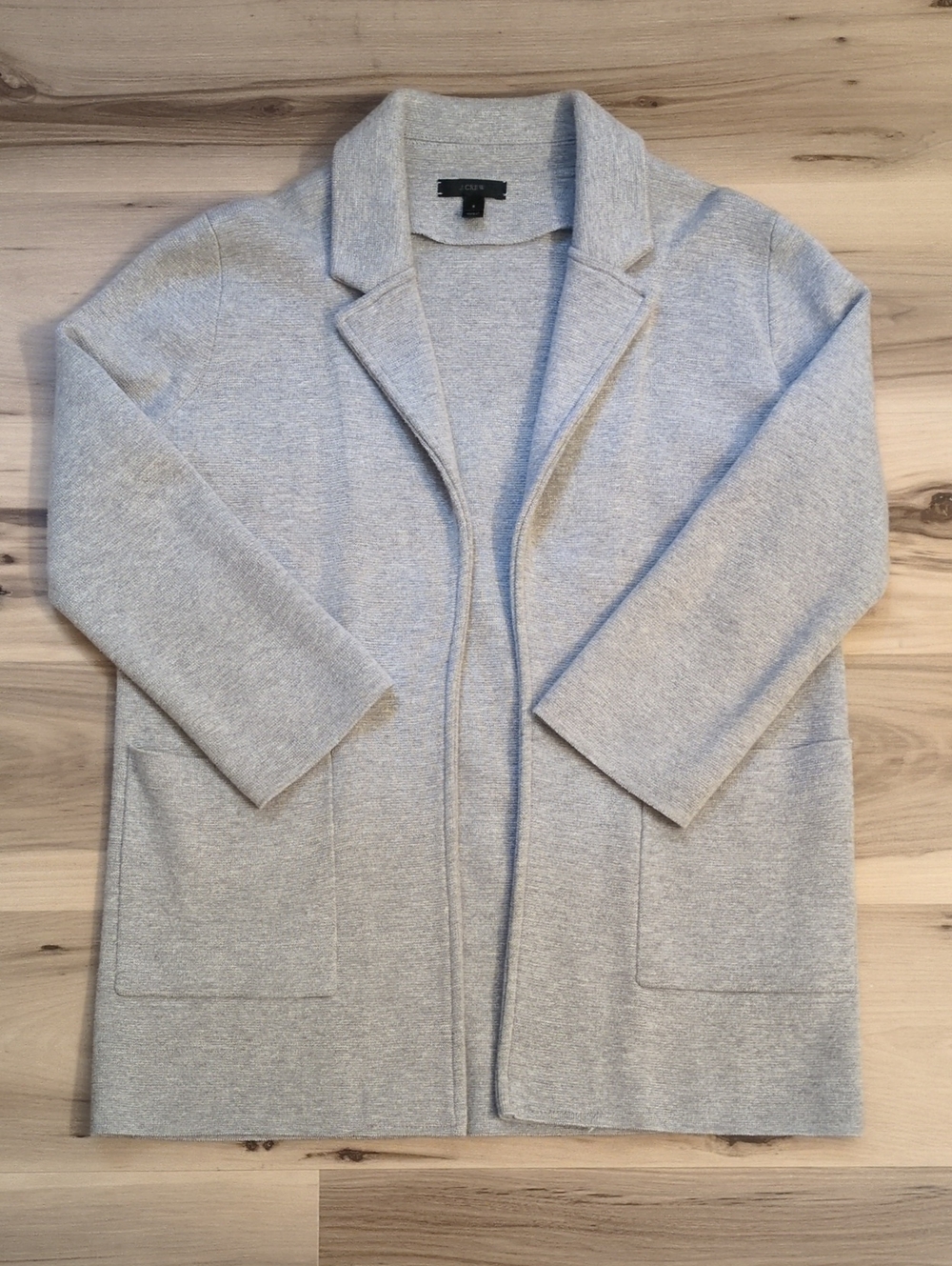 Pristine J. Crew Wool Blend Open Front Knit Jacket Gray Size Small